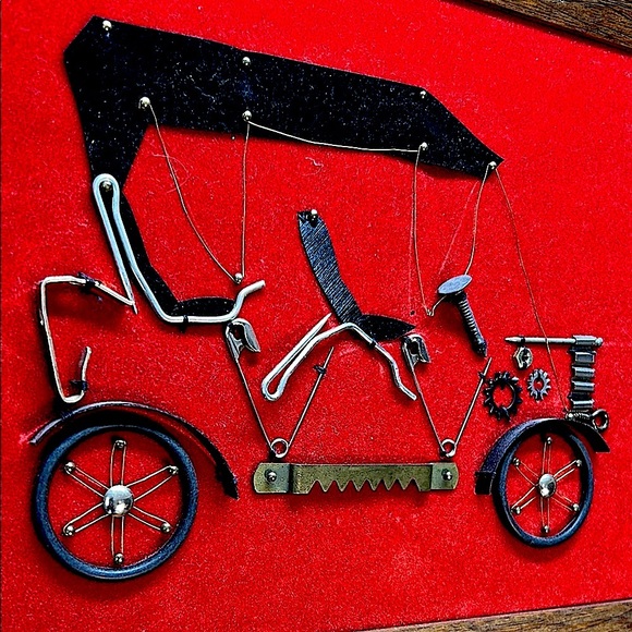 Vintage Steampunk Wall Art | Red Velvet Background | Industrial Chic Steampunk - Picture 6 of 12